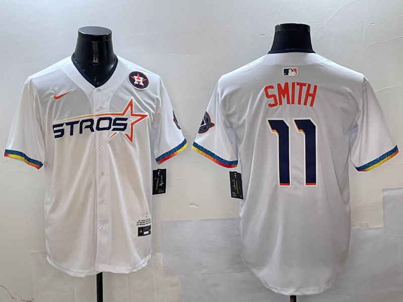 Men Houston Astros #11 Smith White Fourth generation Joint Name 2025 Nike MLB Jersey style 11->houston astros->MLB Jersey